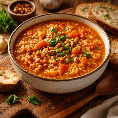 Image of Red Lentil and Rice Stew Soup