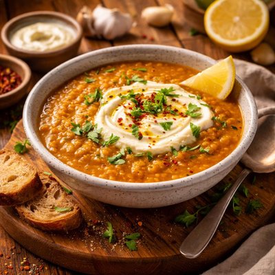 Image of Red Lentil Soup with Lemon Yogurt