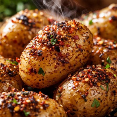 Image of Red Pepper Crusted Grilled New Potatoes