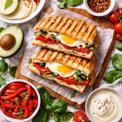 Image of Red Pepper Egg and Provolone Panini
