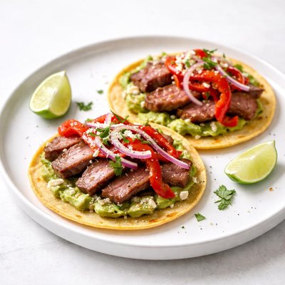 Image of Red Pepper Steak Tostadas