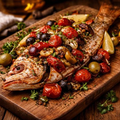 Image of Red Snapper with Tomato and Olives
