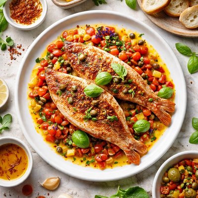 Image of Red Snapper with Tomato Saffron Vinaigrette