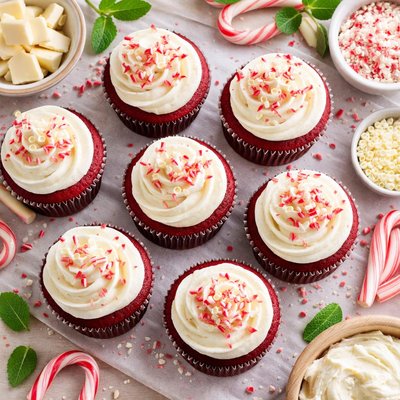 Image of Red Velvet Cupcakes W White Chocolate Peppermint Cream Cheese F