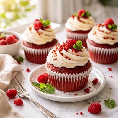 Image of Red Velvet Cupcakes with Cream Cheese Frosting Vegan