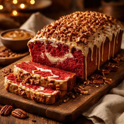 Image of Red Velvet Pecan Praline Pound Cake