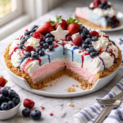 Image of Red White and Blue Ice Cream Pie