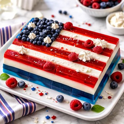 Image of Red White and Blue Jello Flag