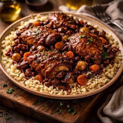 Image of Red Wine Braised Chicken with Couscous