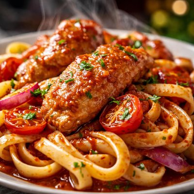 Image of Red Wine Vinegar Chicken with Pasta