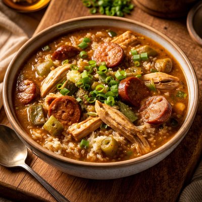 Image of Reduced Fat Chicken and Sausage Gumbo