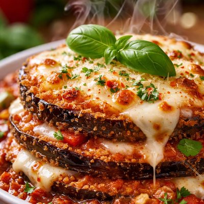 Image of Reduced Fat Eggplant Aubergine Parmesan