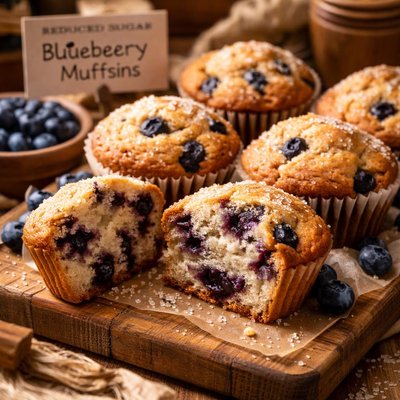 Image of Reduced Sugar Blueberry Muffins