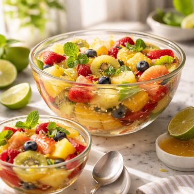 Image of Refreshing Fruits in Sparkling Lime Vanilla Syrup