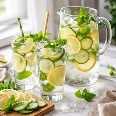 Image of Refreshing Lemon Cucumber Water