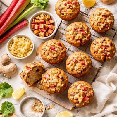 Image of Rhubarb Ginger Muffins