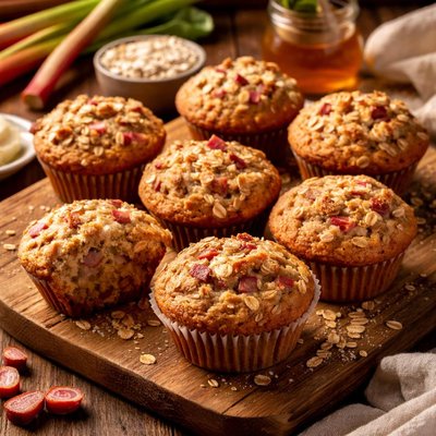 Image of Rhubarb Oatmeal Muffins