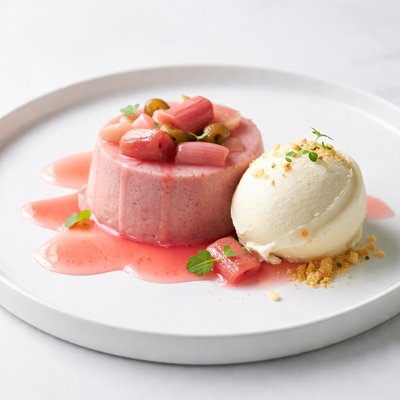 Image of Rhubarb Pudding and Ice Cream Topping