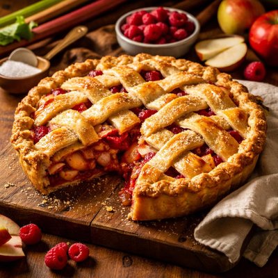 Image of Rhubarb Raspberry Apple Pie