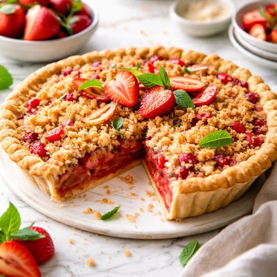 Image of Rhubarb Strawberry Crumb Pie