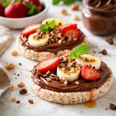 Image of Tortitas de arroz sin azúcar con crema de chocolate