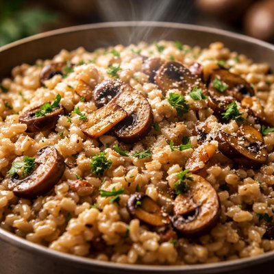 Image of Rice Cooker Mushroom Barley Risotto