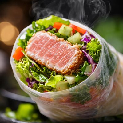 Image of Rice Paper Tuna Salad Roll