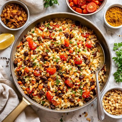 Image of Rice Pilaf with Raisins and Tomatoes