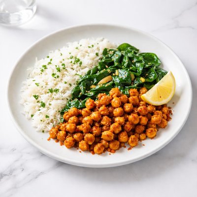 Image of Rice Spinach and Spicy Chickpeas