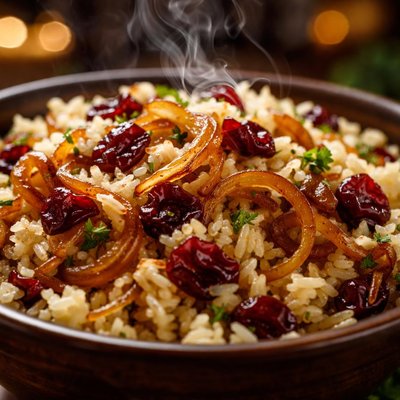 Image of Rice with Caramelized Onions and Cranberries