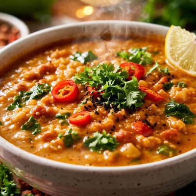Image of Rich and Spicy Coconut Red Lentil Soup
