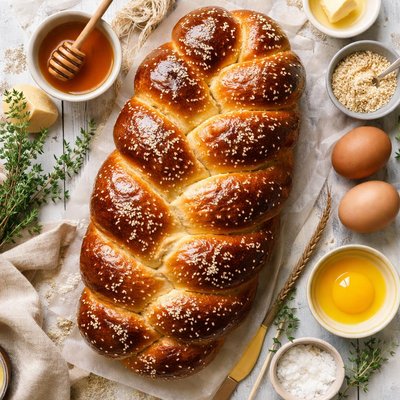 Image of Rich Challah Braided Egg Bread