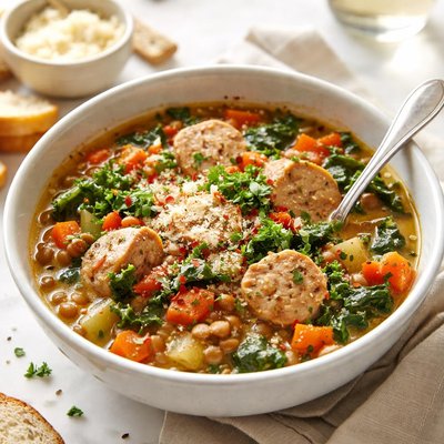 Image of Rich Lentil and Turkey Sausage Soup