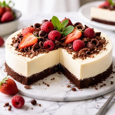 Image of Rich No Bake Cheesecake W Chocolate Graham Crust