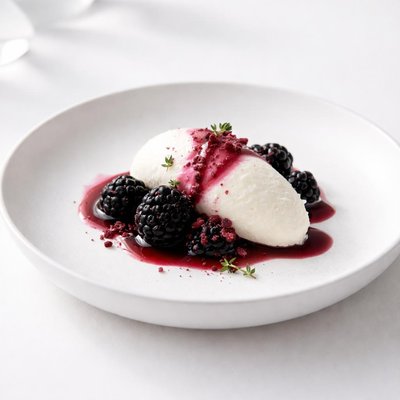 Image of Ricotta Gelato with Blackberry Sauce