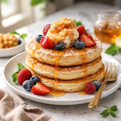 Image of Ricotta Hotcakes with Honeycomb Butter