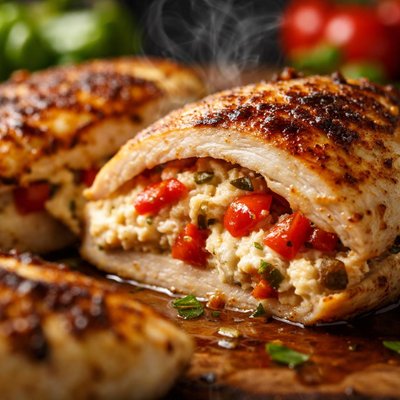 Image of Ricotta Red Pepper Stuffed Chicken Breasts