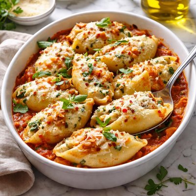 Image of Ricotta Spinach Chicken Stuffed Pasta Shells