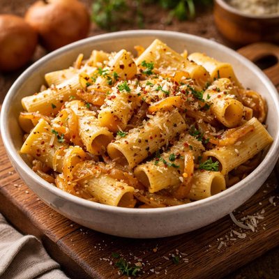 Image of Rigatoni Con Le Cipolle Pasta with Onion