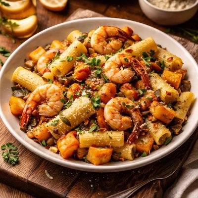 Image of Rigatoni with Squash and Prawns
