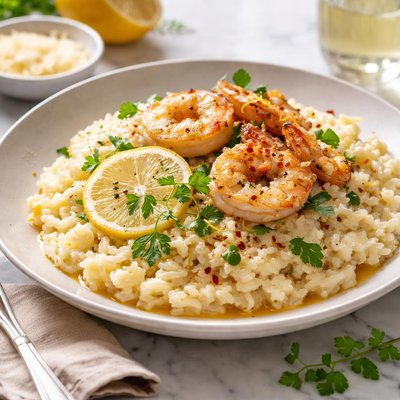 Image of Risotto Al Limone Con Scampi Shrimp and Lemon Risotto