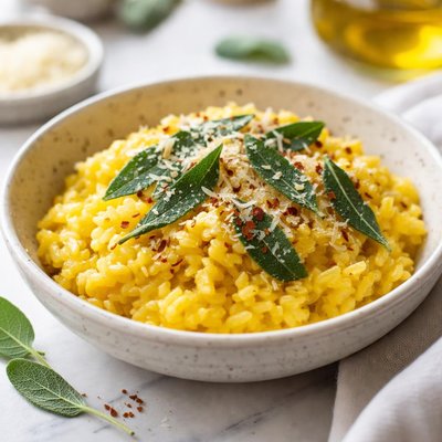 Image of Risotto Baked with Sage and Saffron