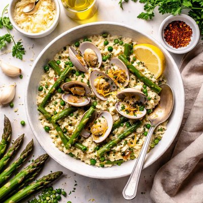 Image of Risotto with Asparagus and Clams