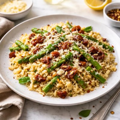 Image of Risotto with Asparagus and Sun Dried Tomatoes