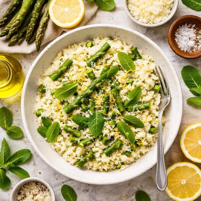 Image of Risotto with Asparagus Mint and Lemon
