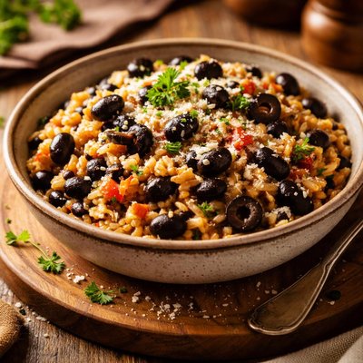 Image of Risotto with Black Beans Olives