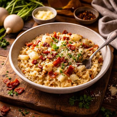 Image of Risotto with Turnips and Bacon