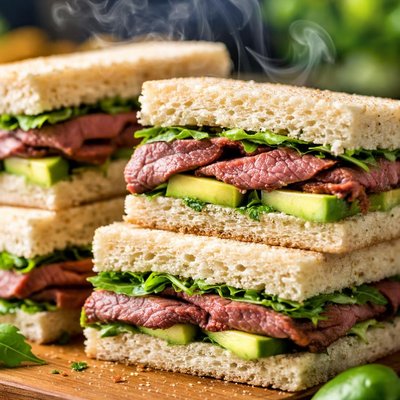 Image of Roast Beef and Avocado Finger Sandwiches