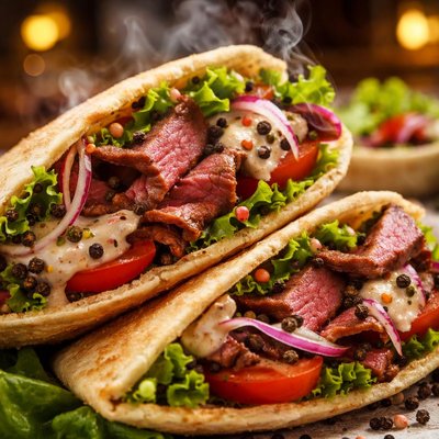 Image of Roast Beef and Peppercorn Pitas