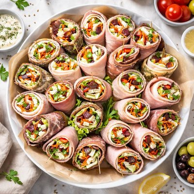 Image of Roast Beef or Ham and Turkey Appetizer Roll Ups